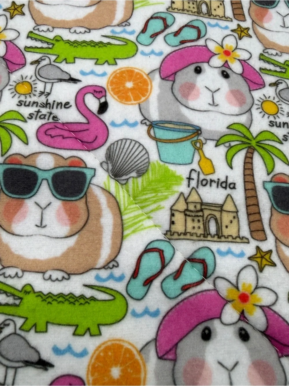 Guinea Pig P Piddle Pads Reversible Fleece 12” Pair Lot 2 Flamingos Florida